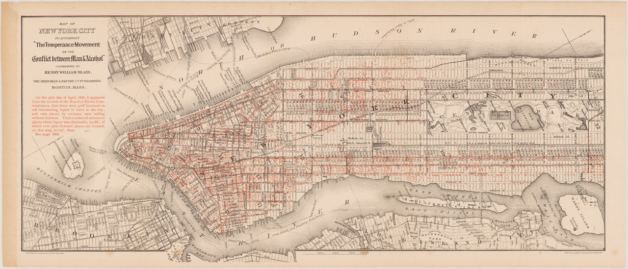 Map of New York City to accompany 'The Temperance Movement or the Conflict between Man & Alcohol'