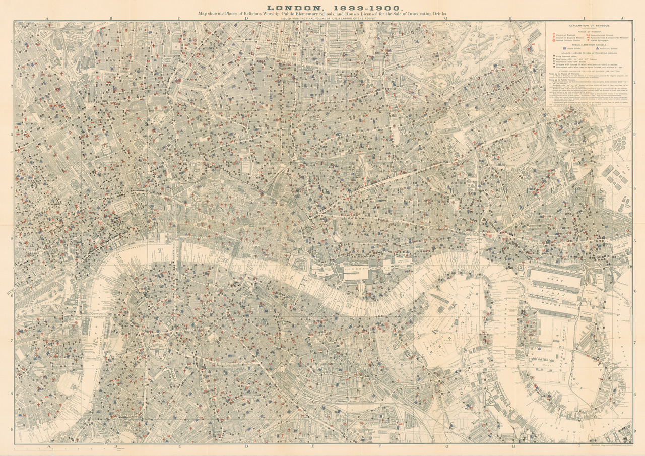 Map of London Pubs, Churches & Schools