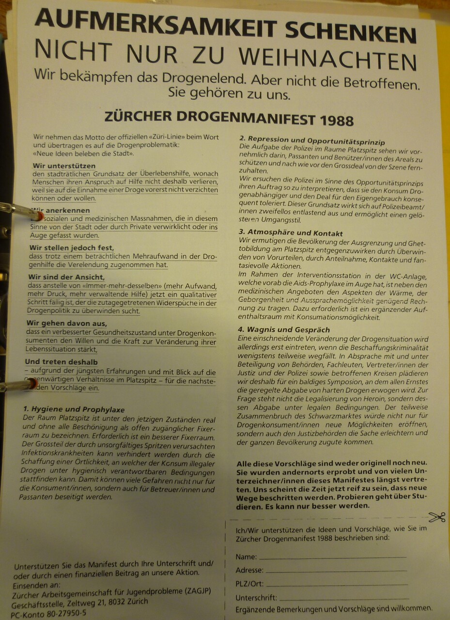 ZÜRCHER DROGENMANIFEST 1988
