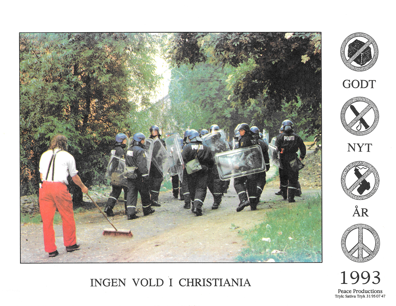 Poster - No violence in Christiania